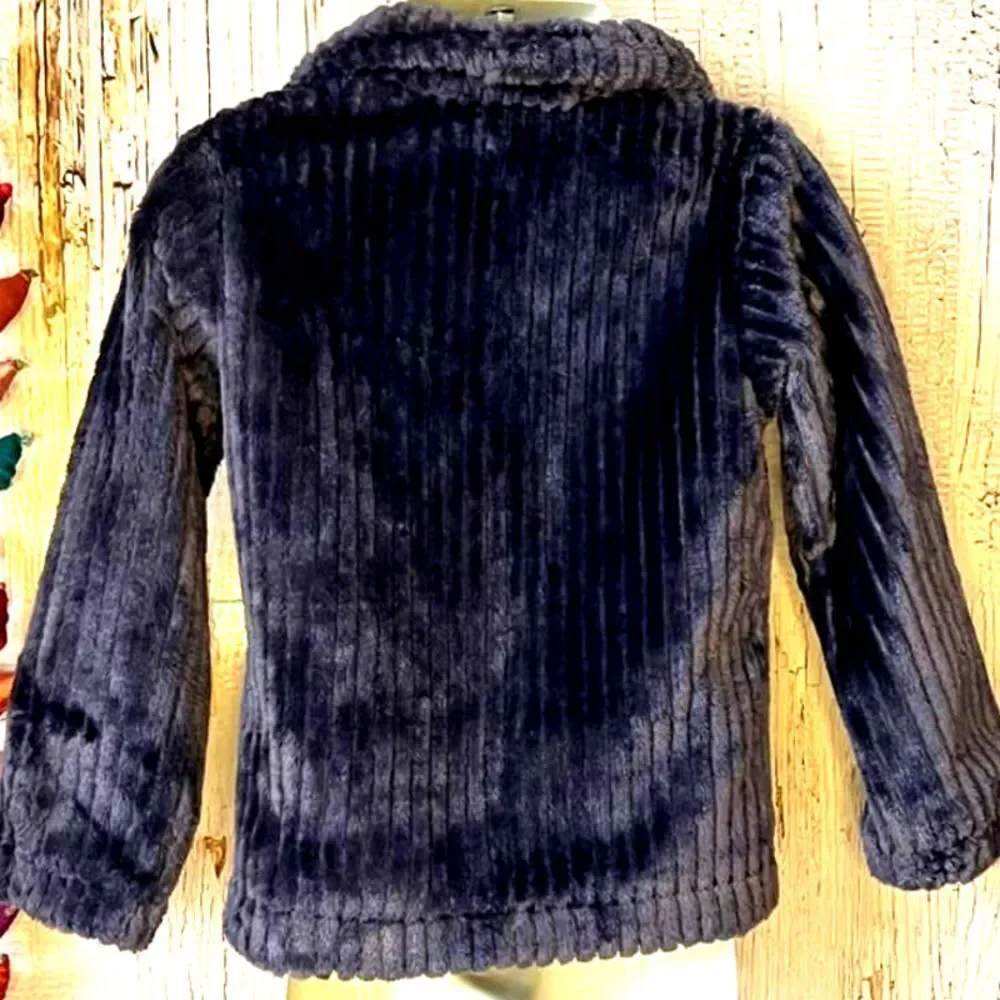 COLUMBIA JACKET SIZE 2T NAVY BLUE RIBBED VELOUR ZIP FRONT BOY OR GIRL